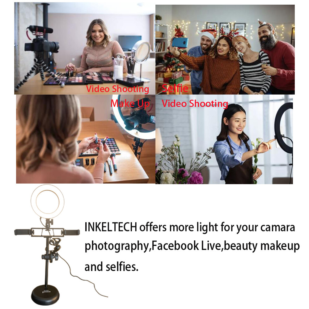 Live Studio Wired Microphone Phone Mic Holders Desktop Selfie Ring LED Lighting