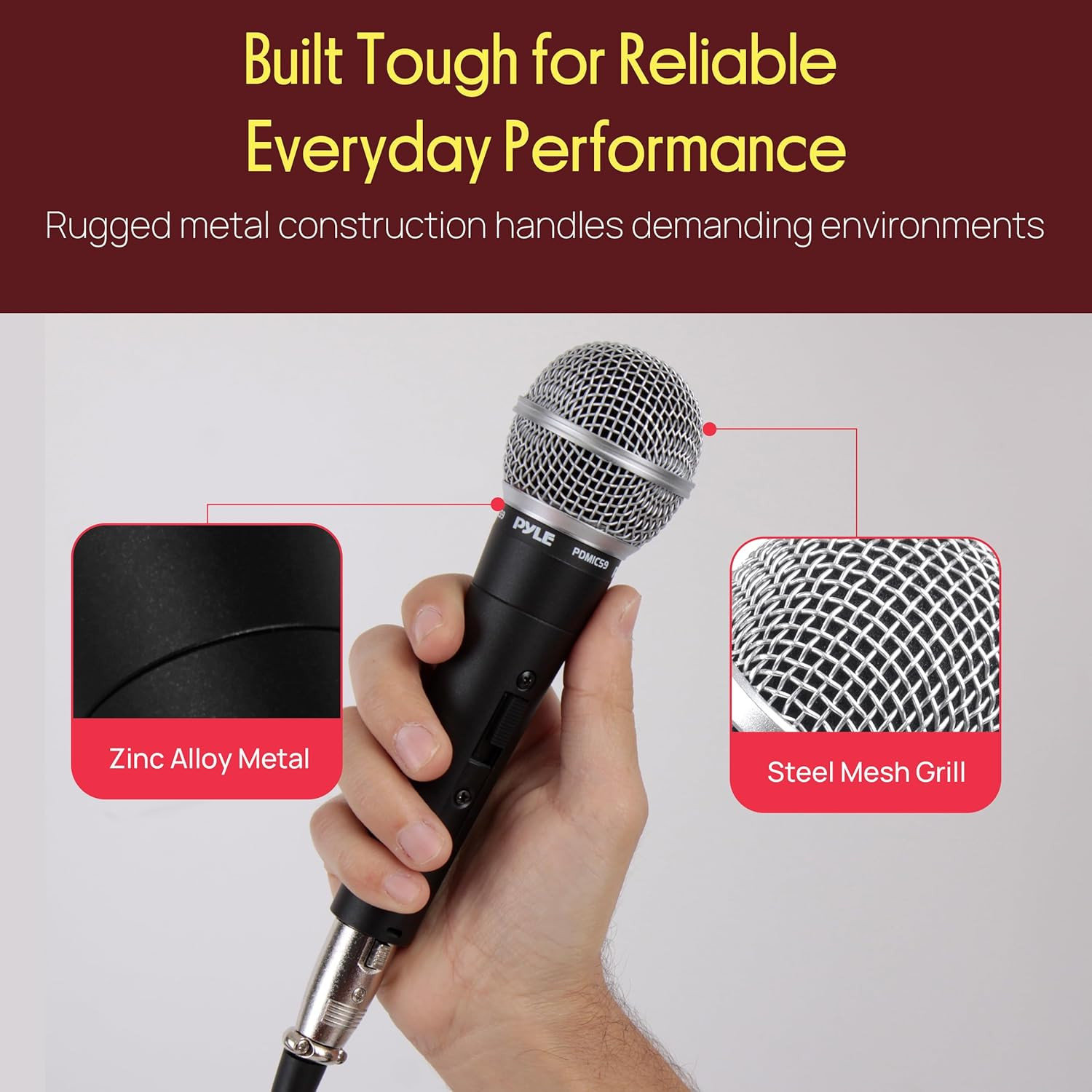 Pyle Professional Dynamic Vocal Microphone – Moving Coil Dynamic Cardioid Unidir