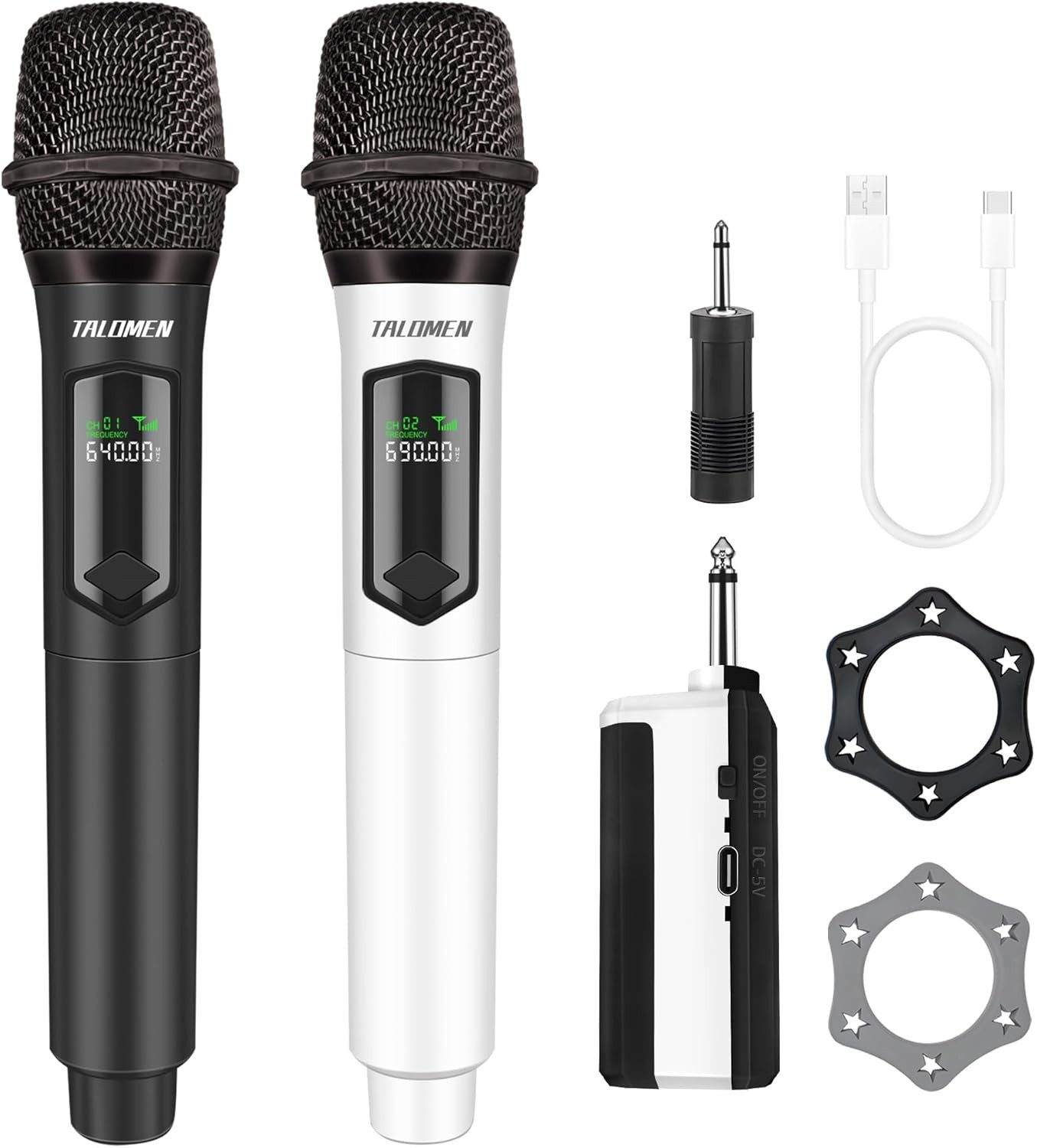 Dynamic Wireless Microphone Set with Mute Function for Indoor and Outdoor Use