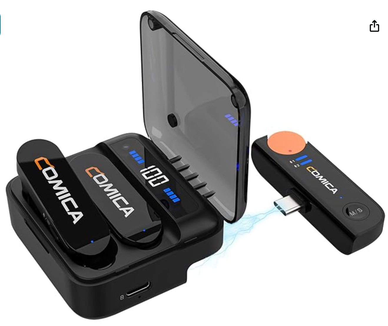 Vimo S UC Wireless Microphone for Android, Noise Cancellation, 656′ Range, 15…