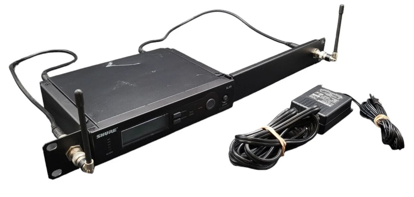 Shure SLX4 G4 Wireless Microphone Receiver 470-494 MHz w/ AC ADAPTER + ANTENNAS!
