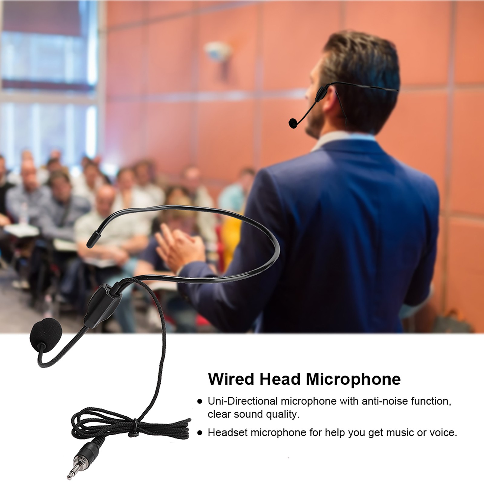 3Pcs 3.5mm Condenser Microphone Headset For Guide Shopping System