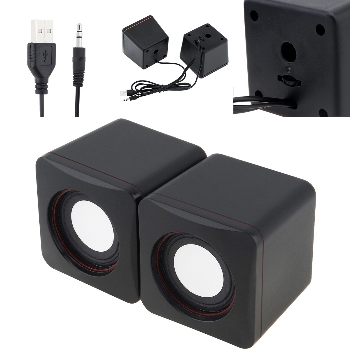 2 x Speakers for PC / Laptop / Smartphone with 3.5mm Stereo Jack US Stock