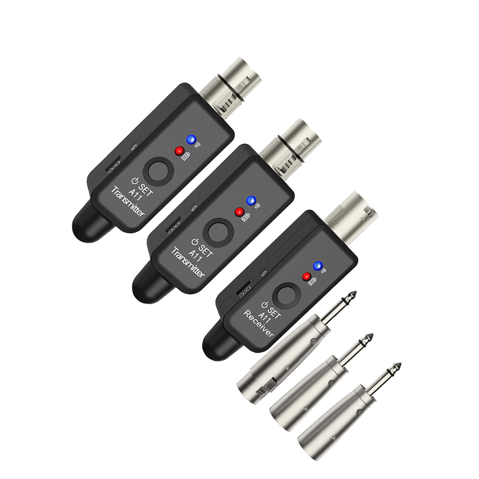 Wireless XLR Adapter System Dual Transmitter & Receiver for Mic Guitar Mixer USA