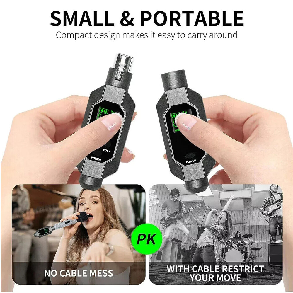 Convenient Dual Charging Wireless Microphone Converter XLR Transmitter US