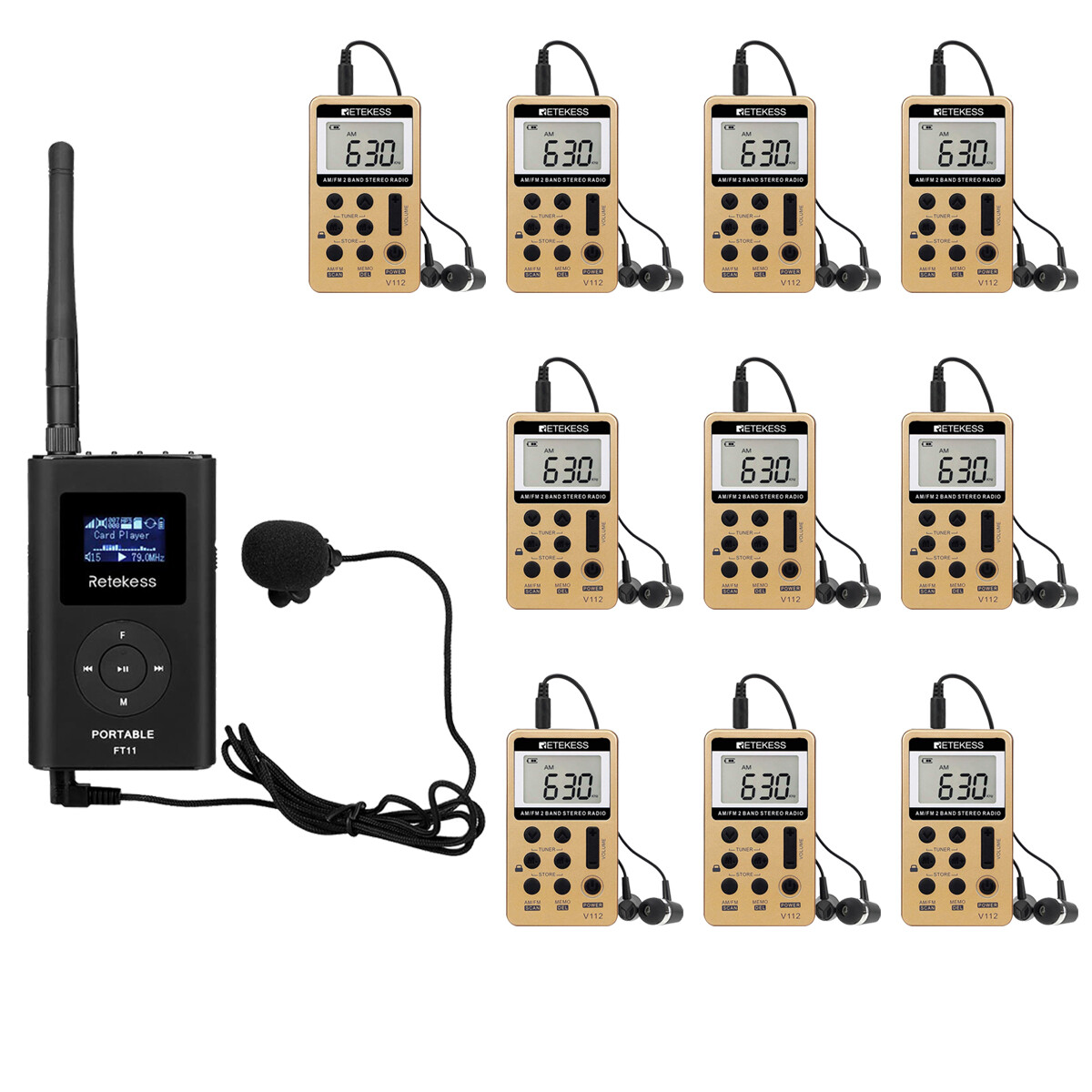 Retekess Wireless Tour Guide System Assisted Listening 10Receiver Meeting Church