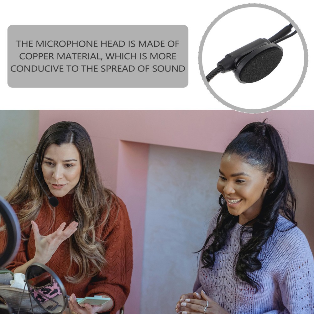 Wired Microphone 3.5mm Locking Headset Condenser Microphone for Loudspeaker