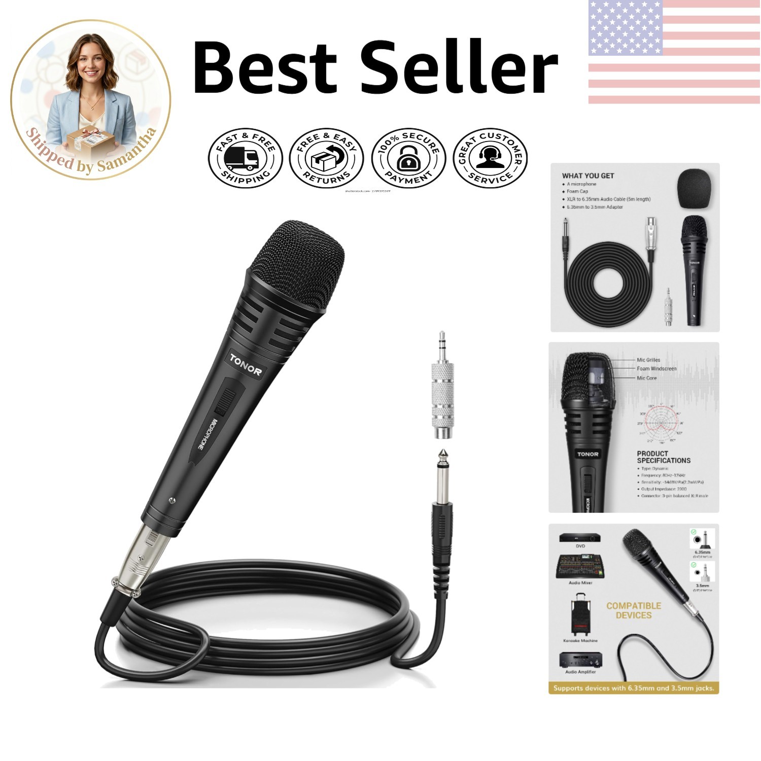 K1 Microphone: High-Sensitivity Handheld Mic with Mute Function and Accessories