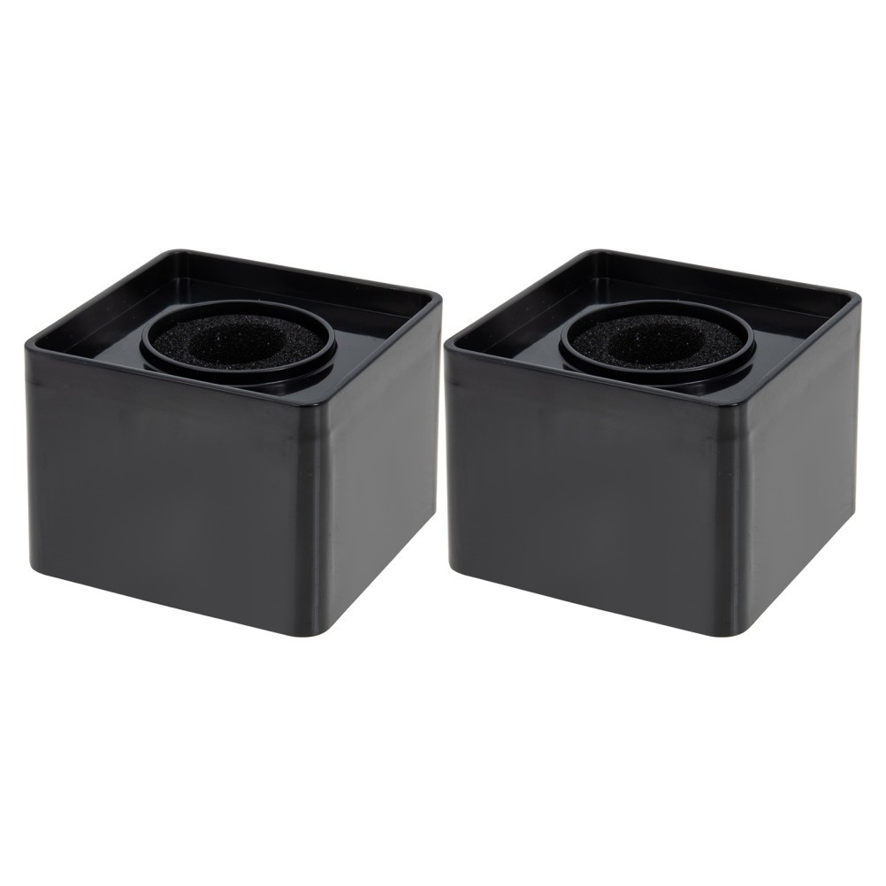 2Pcs Durable ABS Microphone Logo Flags Cube Mic Station for Interview Use Black