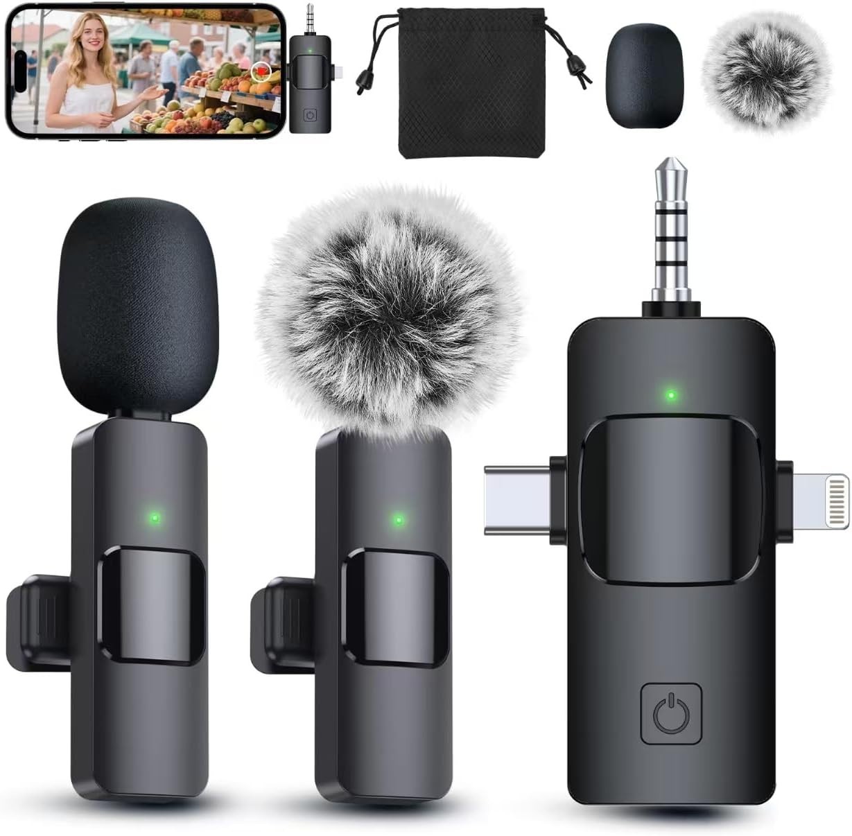 Portable 3-in-1 Lavalier Microphone: Perfect for YouTube, TikTok, and Podcasts