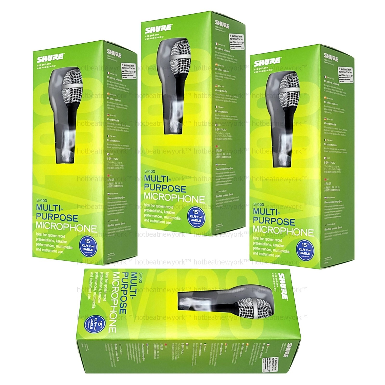 4 pack SHURE SV100-W Dynamic Cardioid Multi-Purpose MICROPHONE Mic w/ Cable