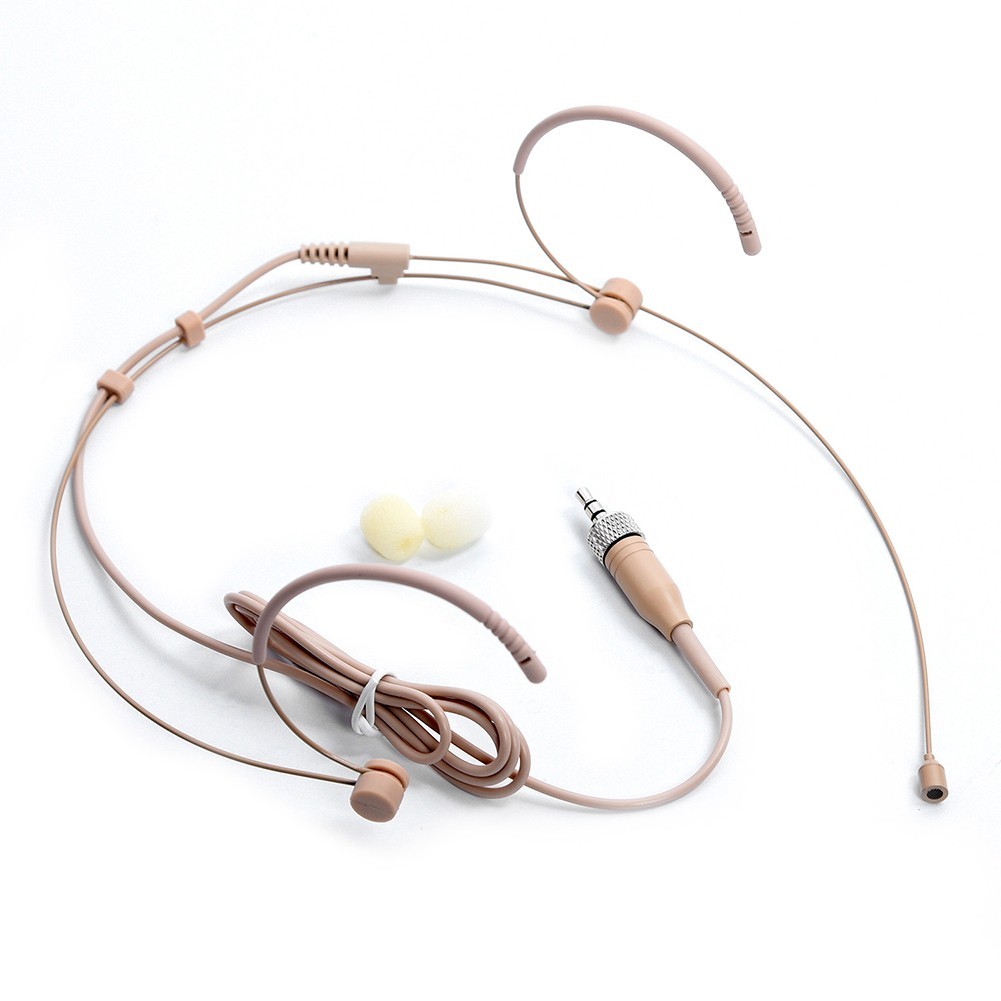 Beige Double Earhook Headset Mic Headworn Microphone 3.5mm 3 Pin 4 Pin XLR New