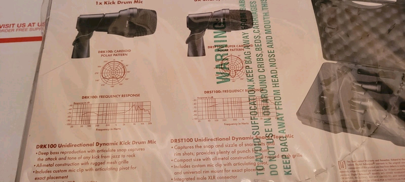 Digital Reference DRDK4 4-Piece Drum Mic Kit – NEW In Box – Plastic Opened