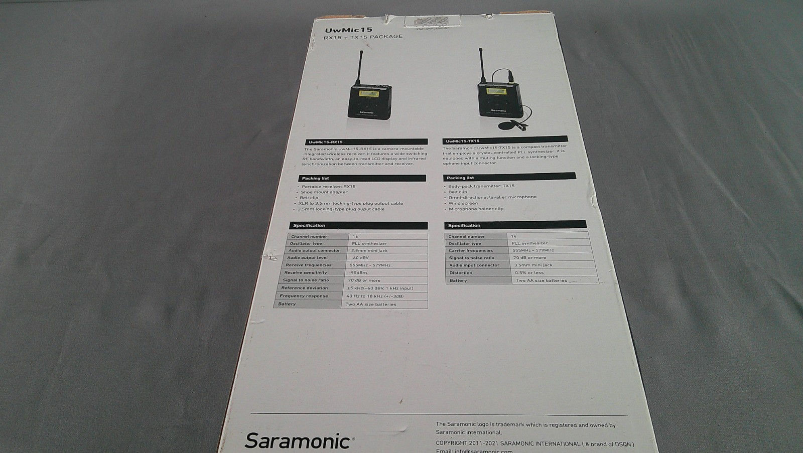 Saramonic UwMic15 UHF Wireless Lavalier Microphone System **NEW OPEN BOX**
