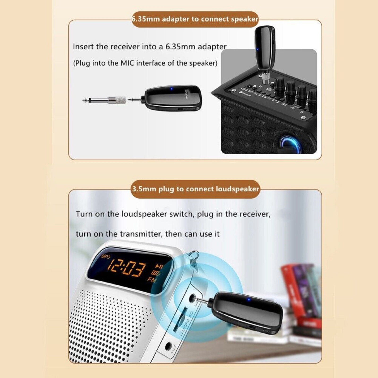 Microphone with Receiver Transmitter 50M Range Wireless For Trumpet Saxophone d