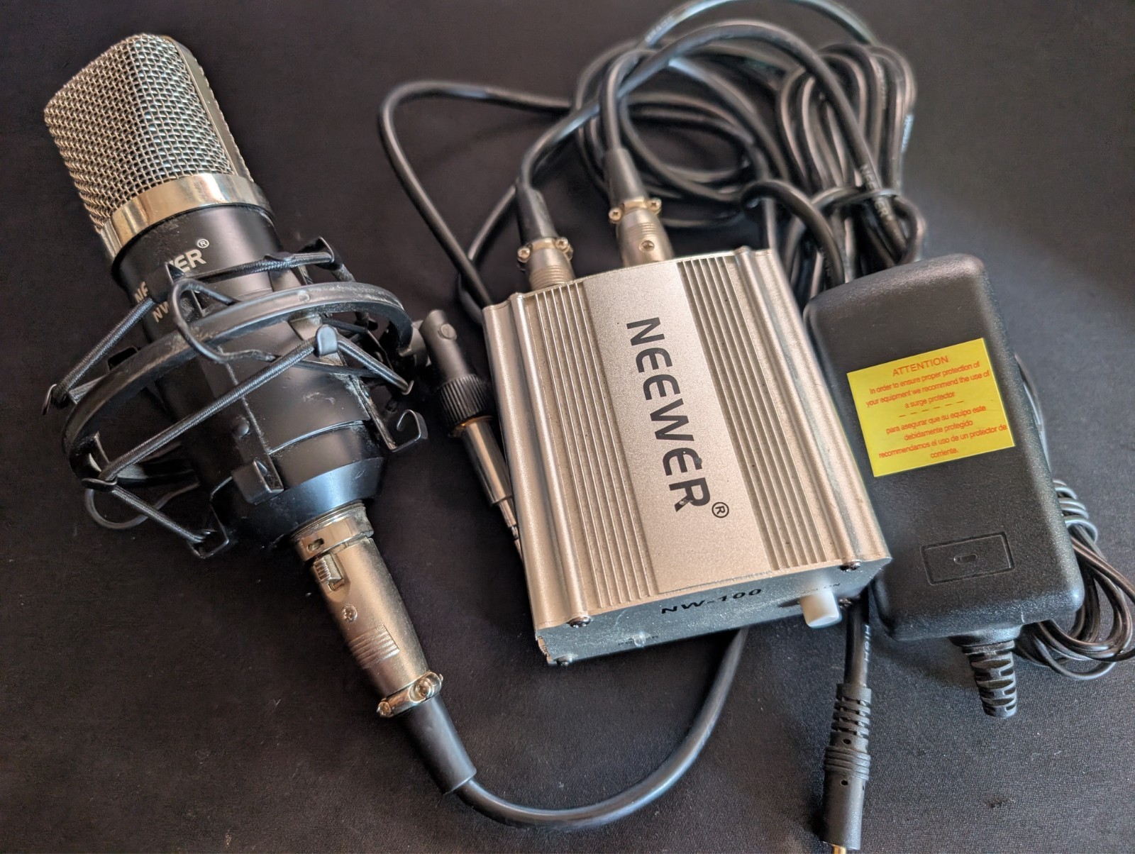 Neewer NW-700 Condenser Microphone Kit NW-100 Phantom Power Tested Working