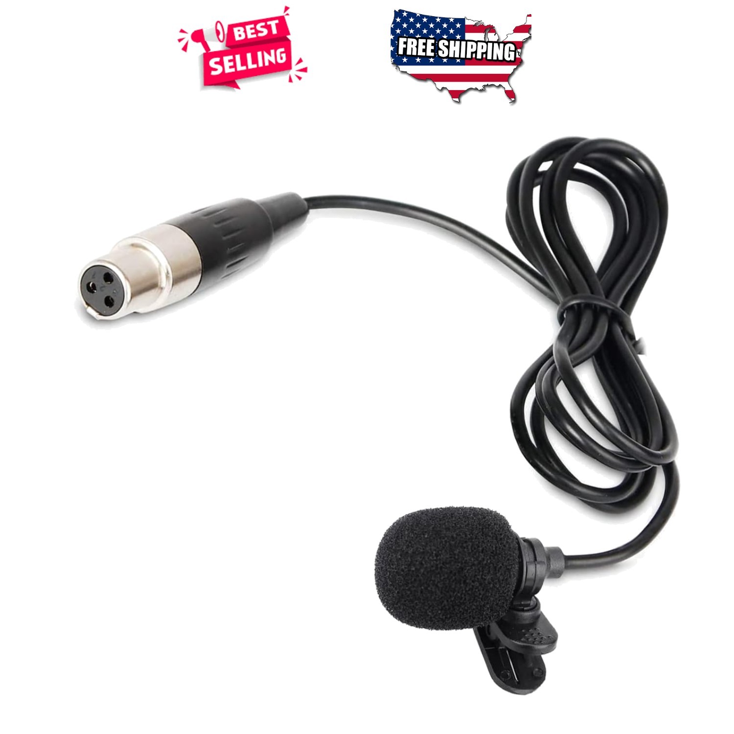 Lapel Mic Mini XLR Jack Hands-Free Clip-on for Speech Video Recording Amplifier