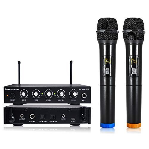 16-Channel Wireless Karaoke Mixer System with 2 Handheld Mics, AUX & Optical Inp
