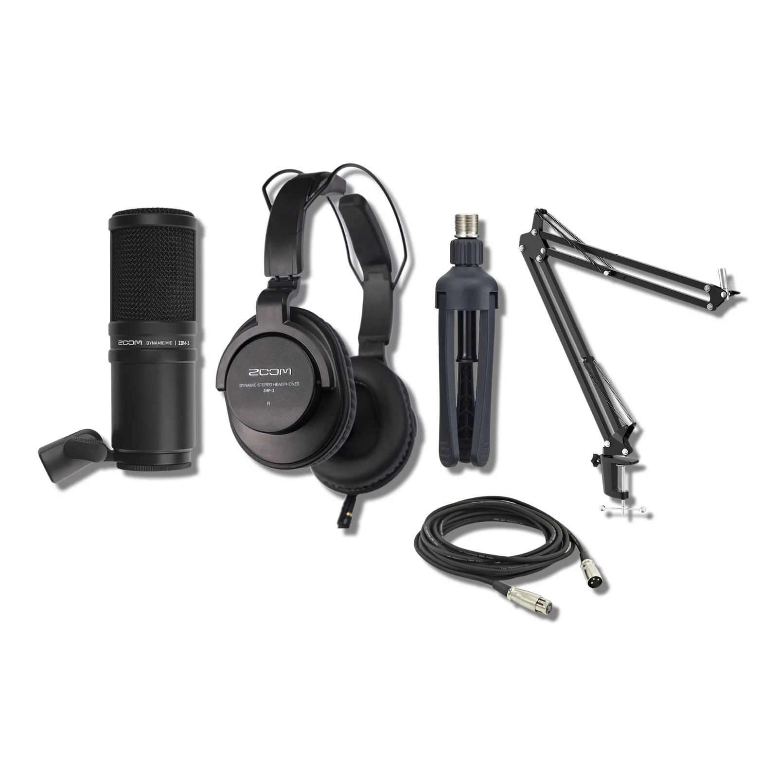 Zoom ZDM-1 Podcast Microphone Pack with StreamEye Adjustable Boom Arm