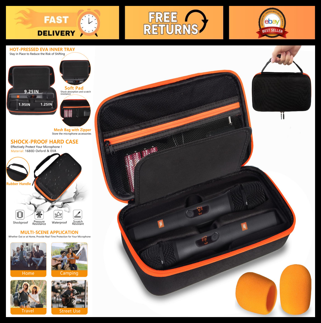 Dual Wireless Microphone Case for JBL Systems – Portable Karaoke & Party Box Sto