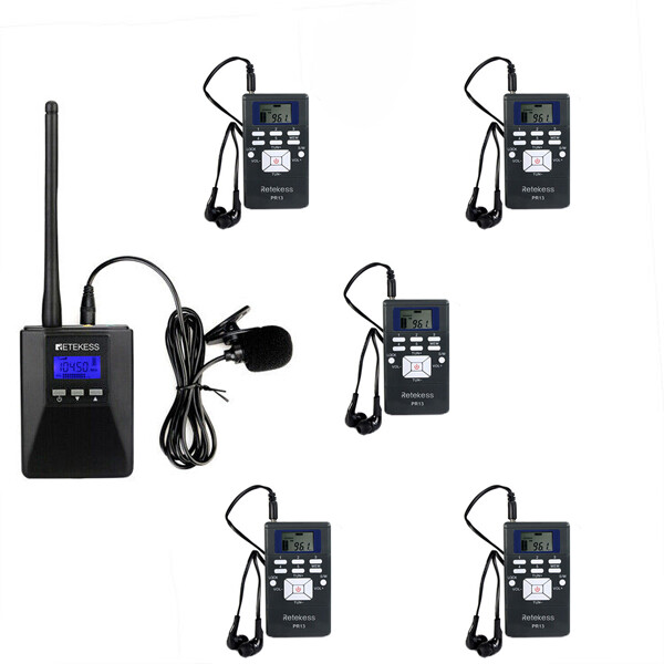 WirelessAssisted Listening Audio System Transmitter 5 Receivers Church Meeting