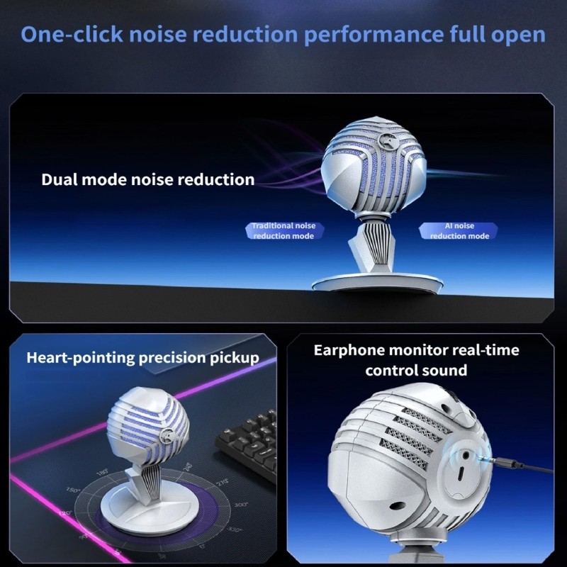 Double Mode Capacitors Microphones 40Hz 20KHz Frequency For PC Gaming And
