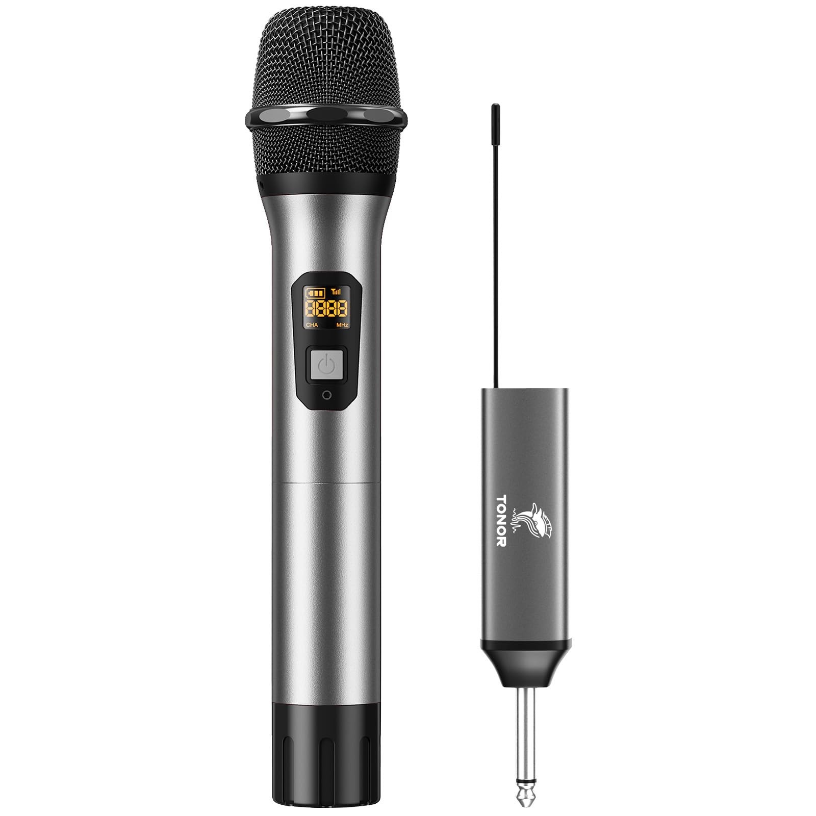 TONOR Wireless Microphone, 15 Channel UHF Metal Cordless TW-620, Silver