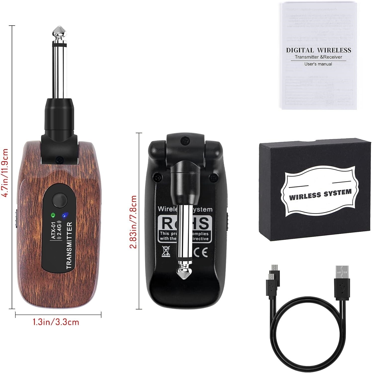 Sistema De Guitarra Inalámbrico Receptor Transmisor De Guitarra Recargableb New