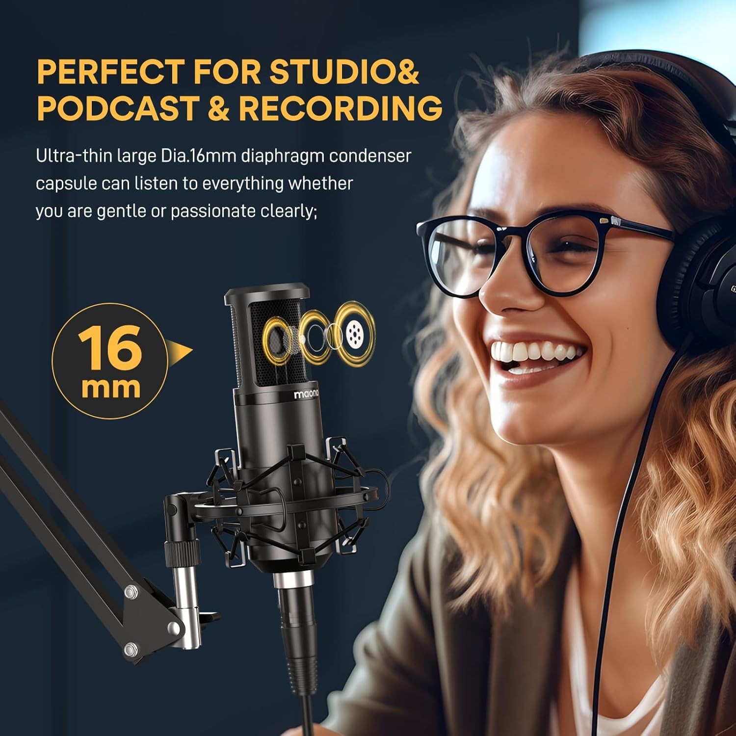 Studio XLR Condenser Microphone Kit – Boom Arm, Shock Mount, Pop Filter Included