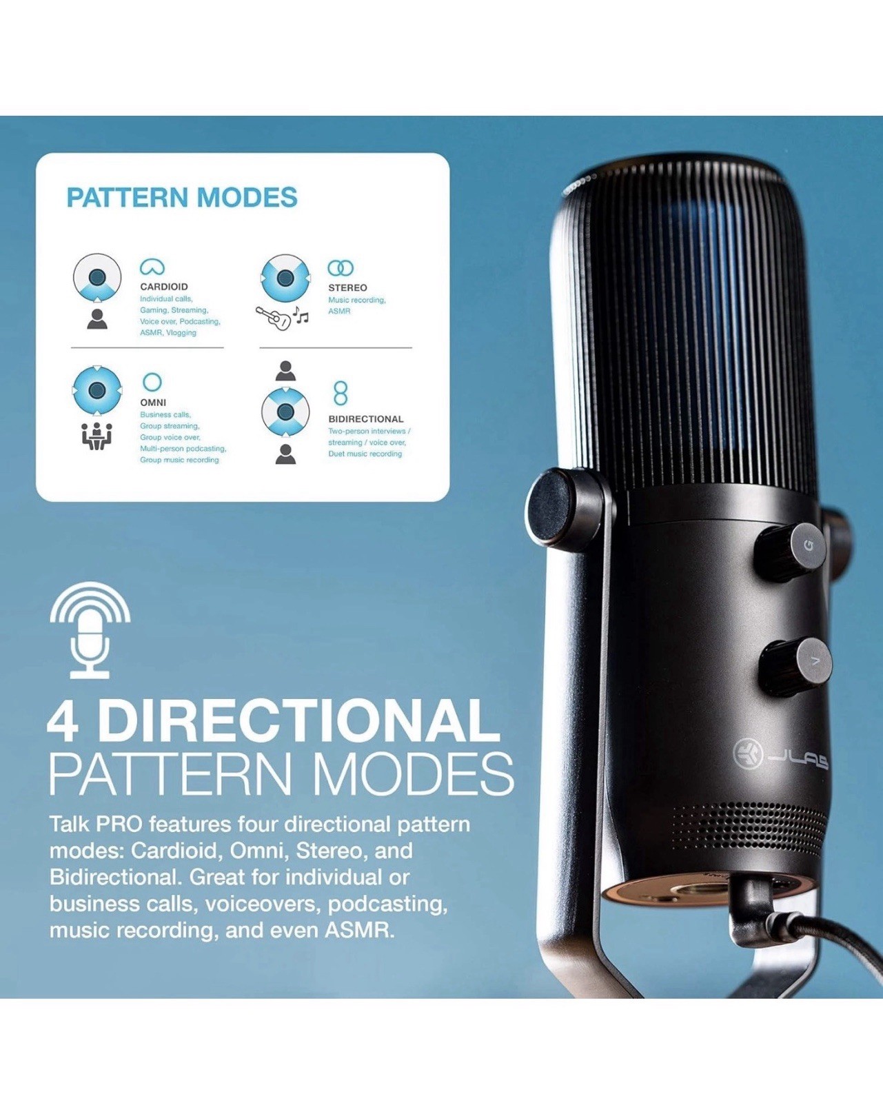 Professional Microphone 192kHz 24BIT with 4 Pattern Modes for Podcasting Gaming