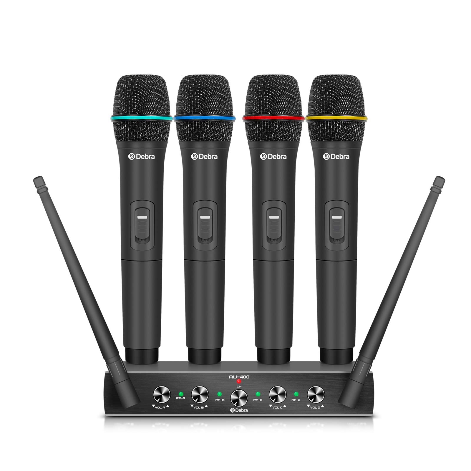 Debra Audio Pro UHF 4 Channel Wireless Microphone System with 4 Handheld (A)