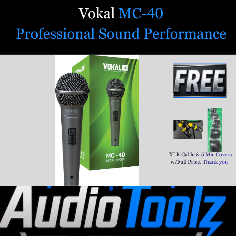 NEW Vokal Professional MC-40 Dynamic Microphone + Free XLR & Cover