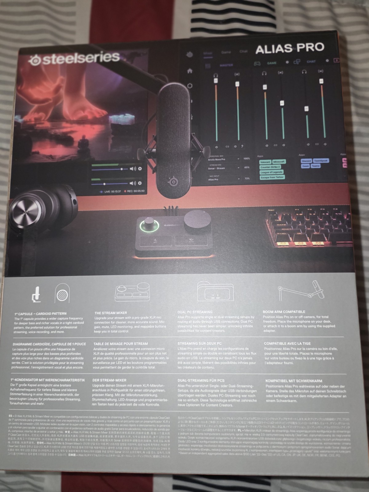 SteelSeries Alias Pro XLR Microphone & Stream Mixer XLR Dual USB Kit Brand New