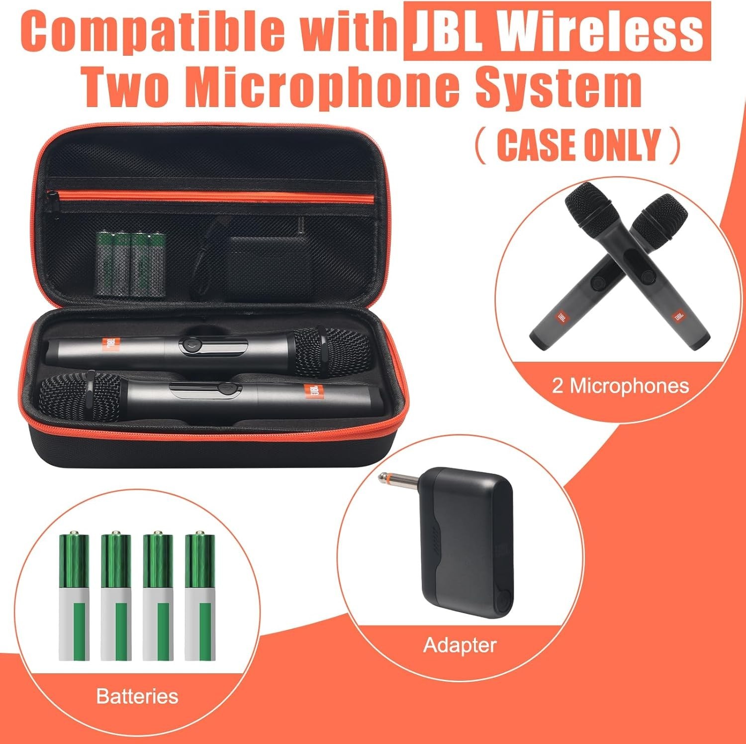 Wireless Microphone Case for JBL Wireless 2 Microphone System, Handheld Dual Mic