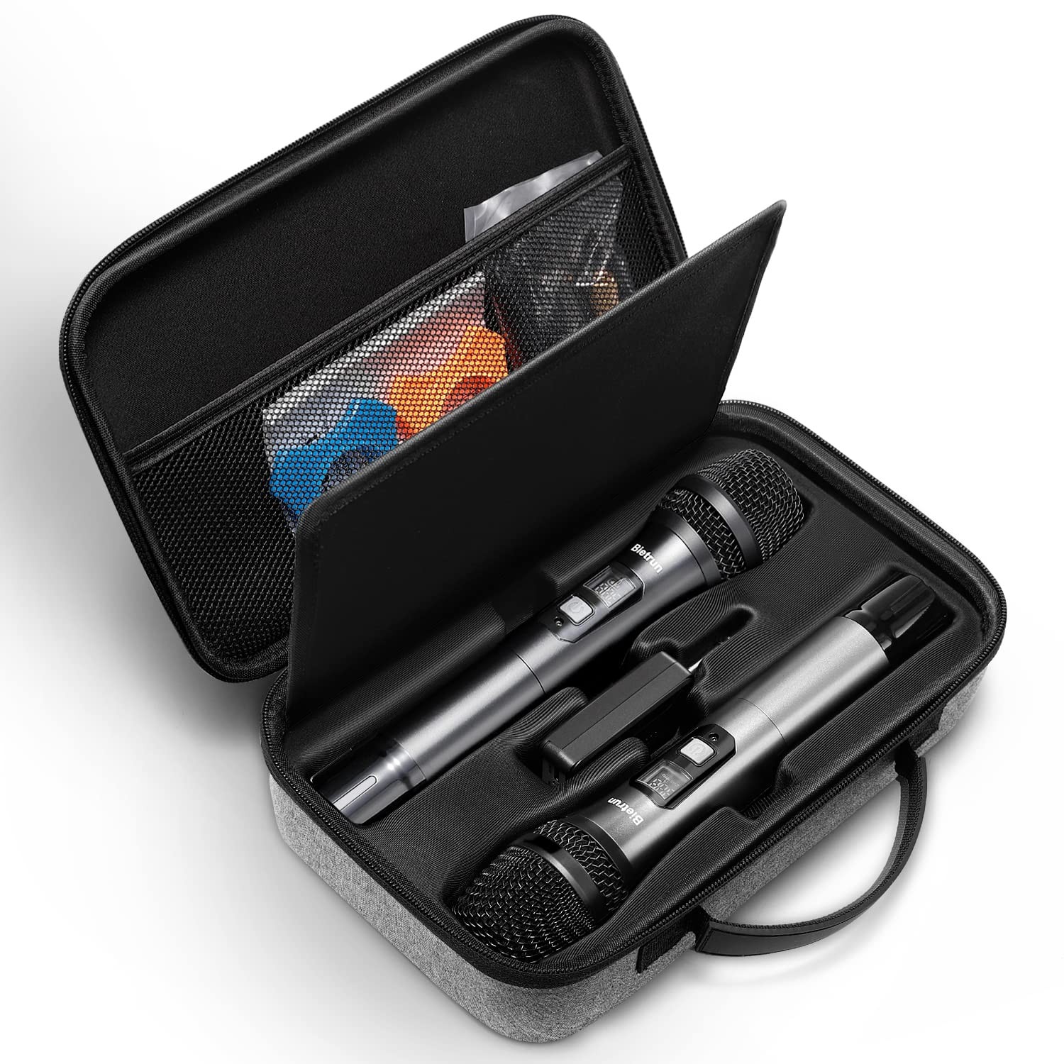 Portable Hard Shell Case for Two Wireless Microphones – EVA Storage Solution