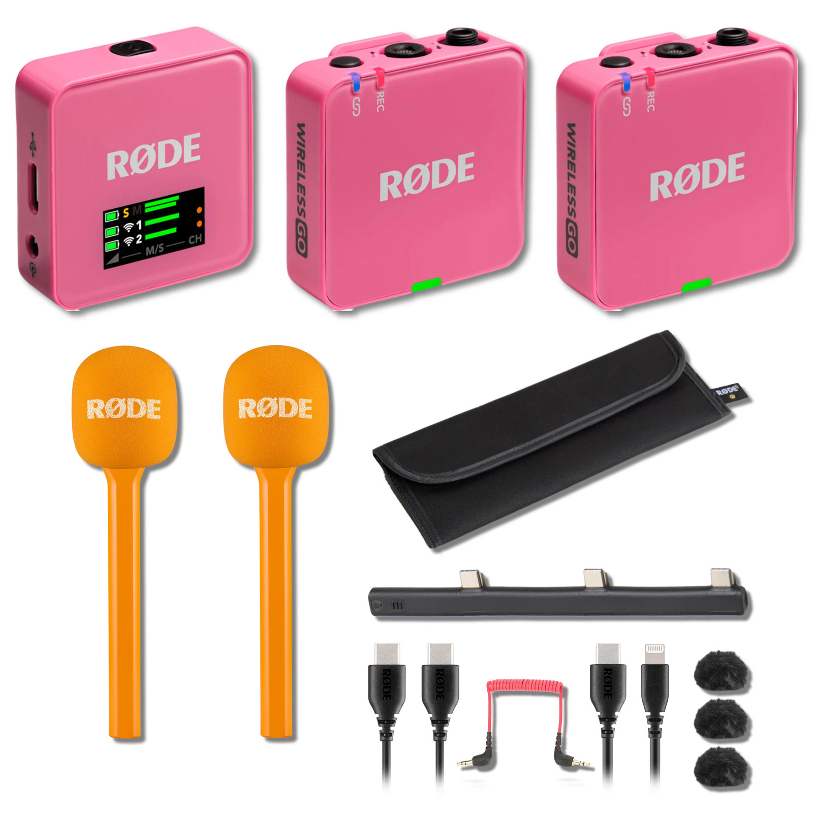 Rode Wireless GO (Gen 3) Wireless Mic System (Pink) with 2x Orange Interview GO