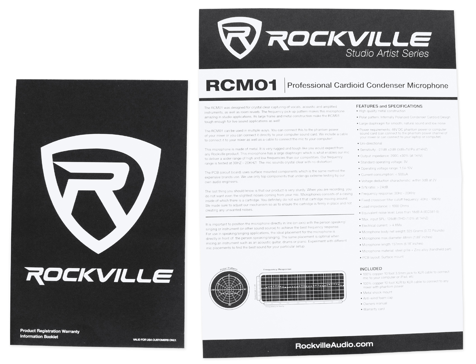 Rockville RCM01 Pro Studio Recording Condenser Microphone Mic+Metal Shock Mount