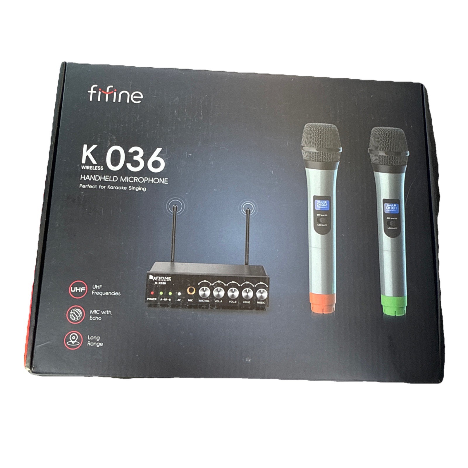FIFINE UHF Dual Channel Wireless Handheld Microphone Easy to use K036