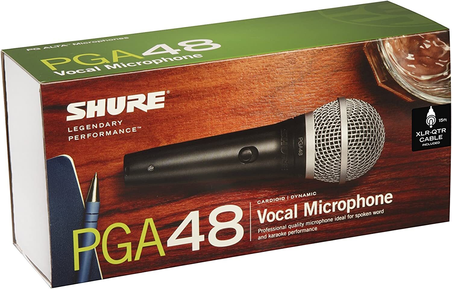 Shure PGA48-QTR Cardioid Dynamic Vocal Microphone with 15′ XLR-QTR Cable