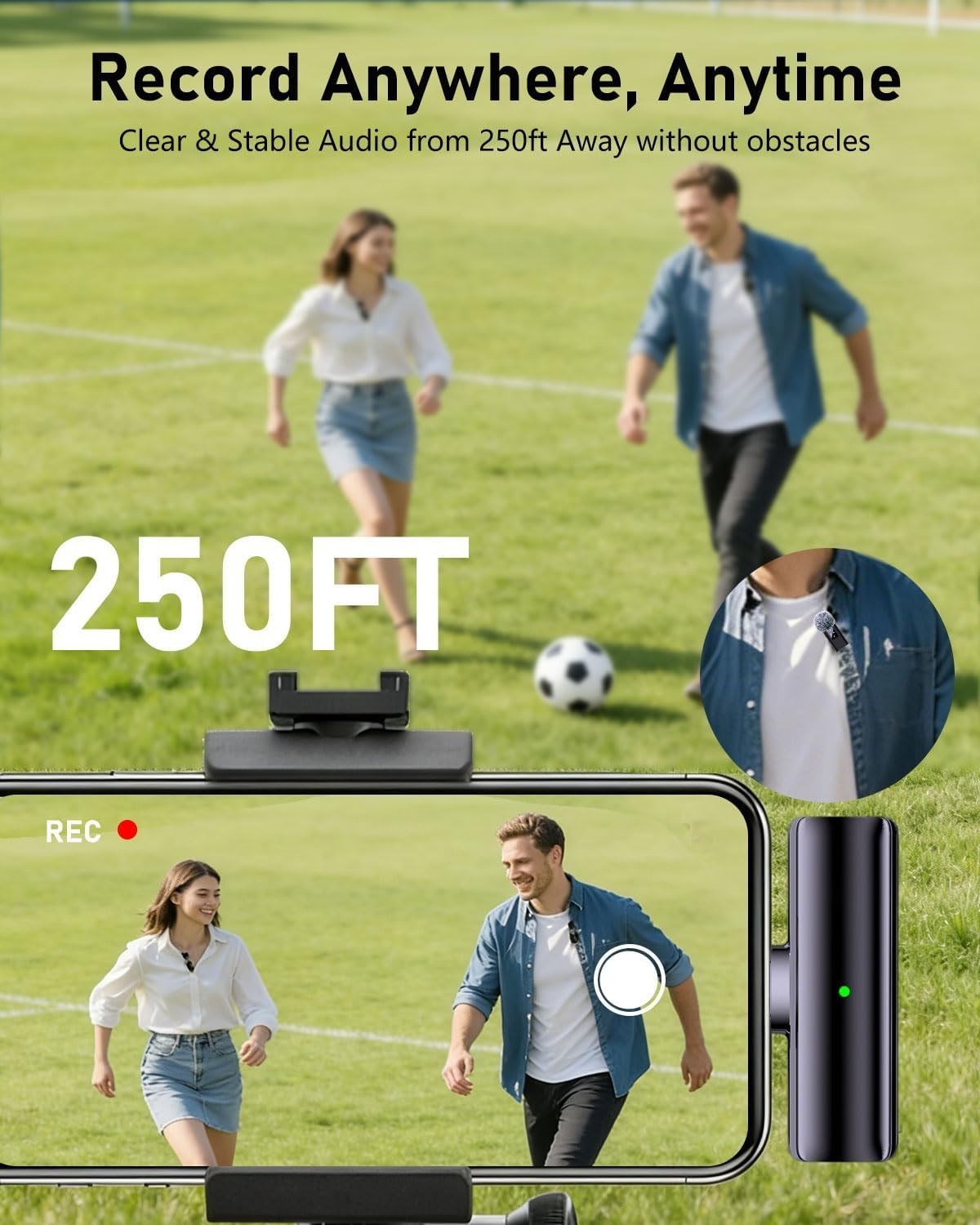 ZERFUN 4 PRO Wireless Lavalier Microphone 4 Mic Set for iPhone Android USB C