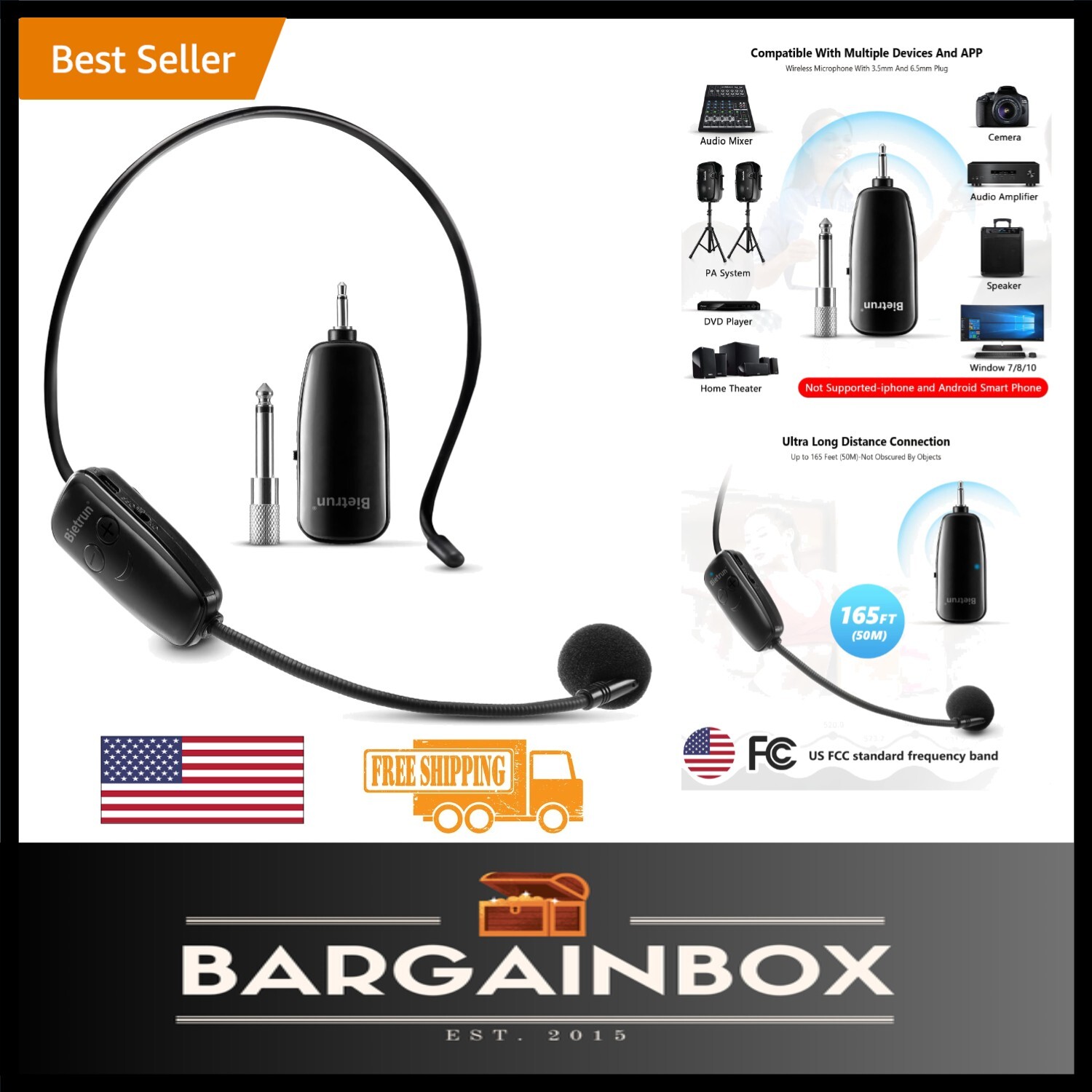 Detachable UHF Wireless Microphone Headset – Clear Sound for Streaming & Events