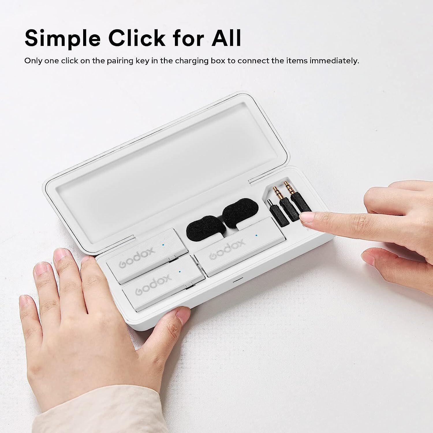 GODOX Wireless 2.4G Mini Mic Lavalier Microphone 2TX+1RX +Charging Case *4365A1G