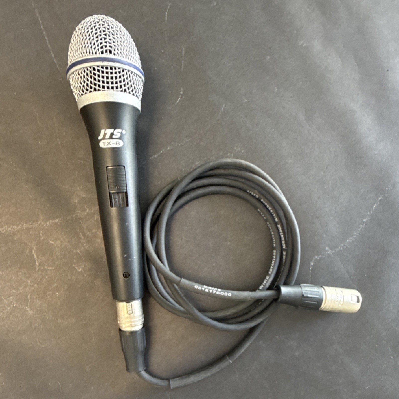 JTS TX-8 Handheld Wired Microphone XLR 3 Pin On/Off Switch Black Silver