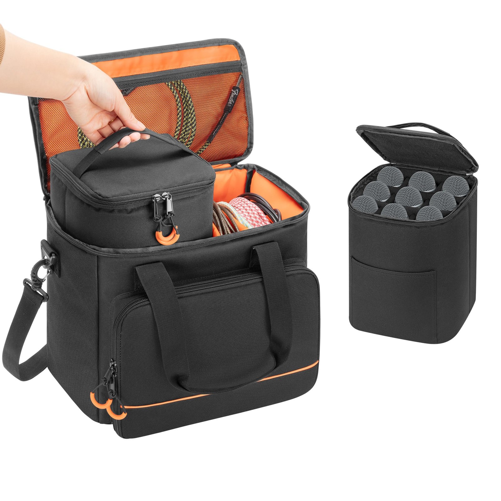 9 Slots Wireless Microphone Case, Travel Bag for Handheld Mic System, Carryin…