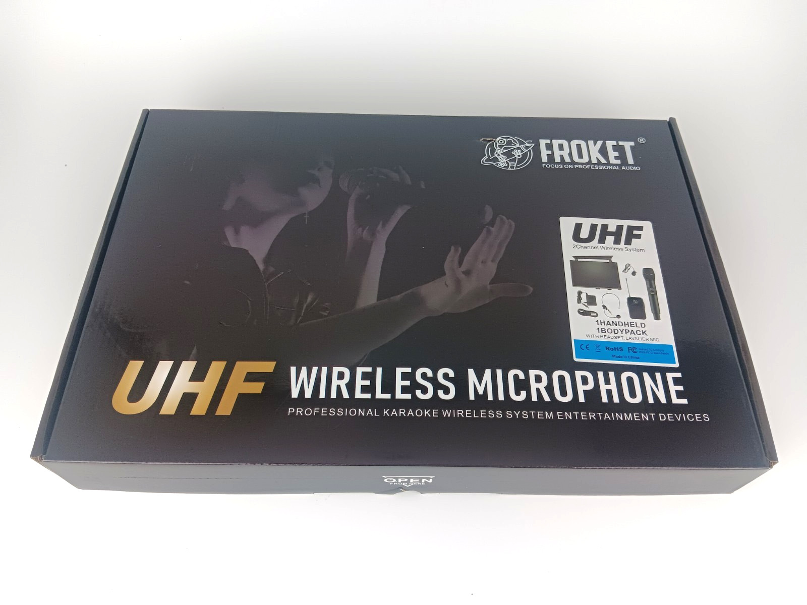 Froket FU-2002 Wireless Mic Combo Pack Receiver, Handheld Mic. Lavalier, Headset