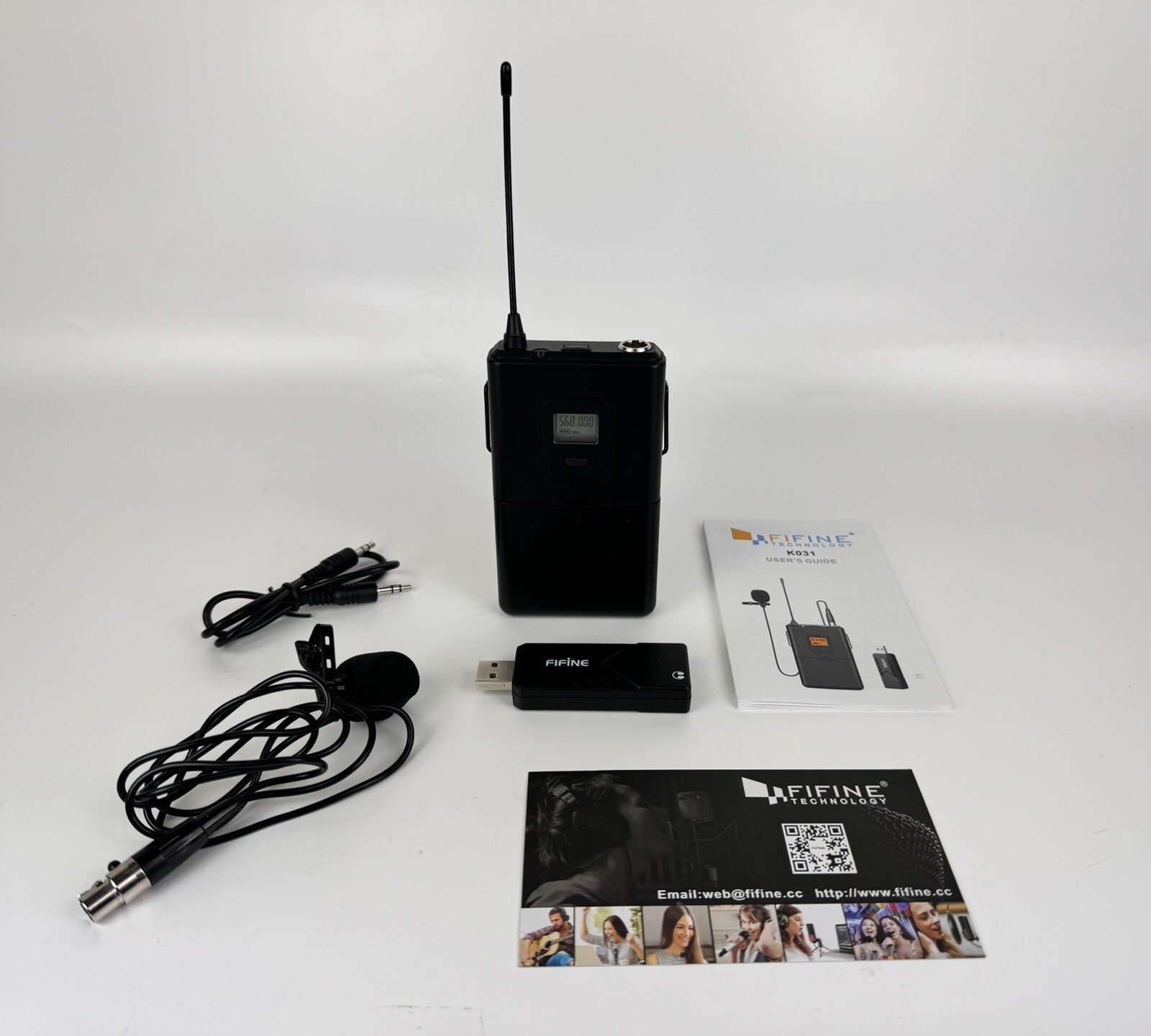 Fifine Technology Wireless Microphone Mic System Model K031 B Complete