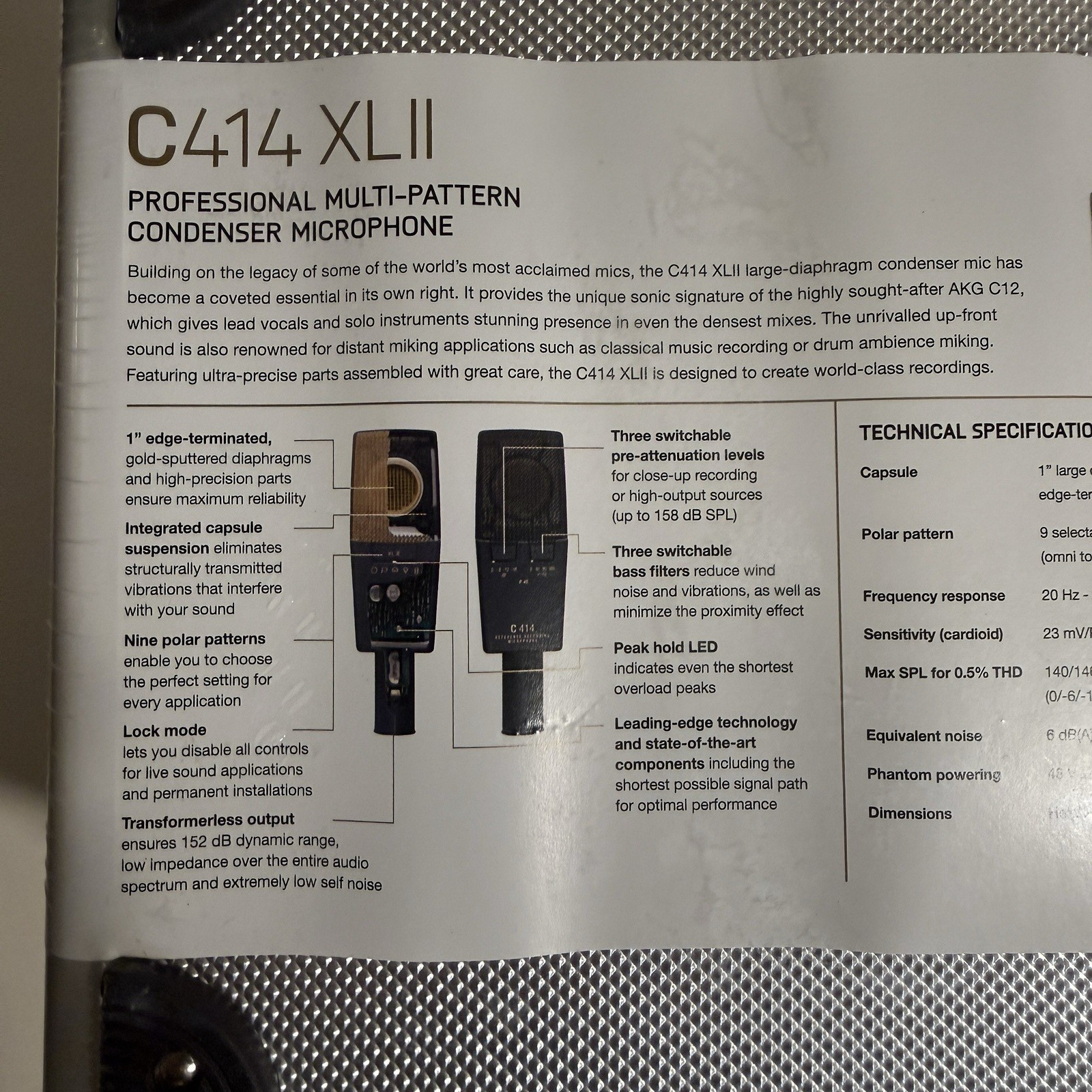 BRAND NEW AKG C414 XLII Reference Multi Pattern Condenser Microphone (SEALED)