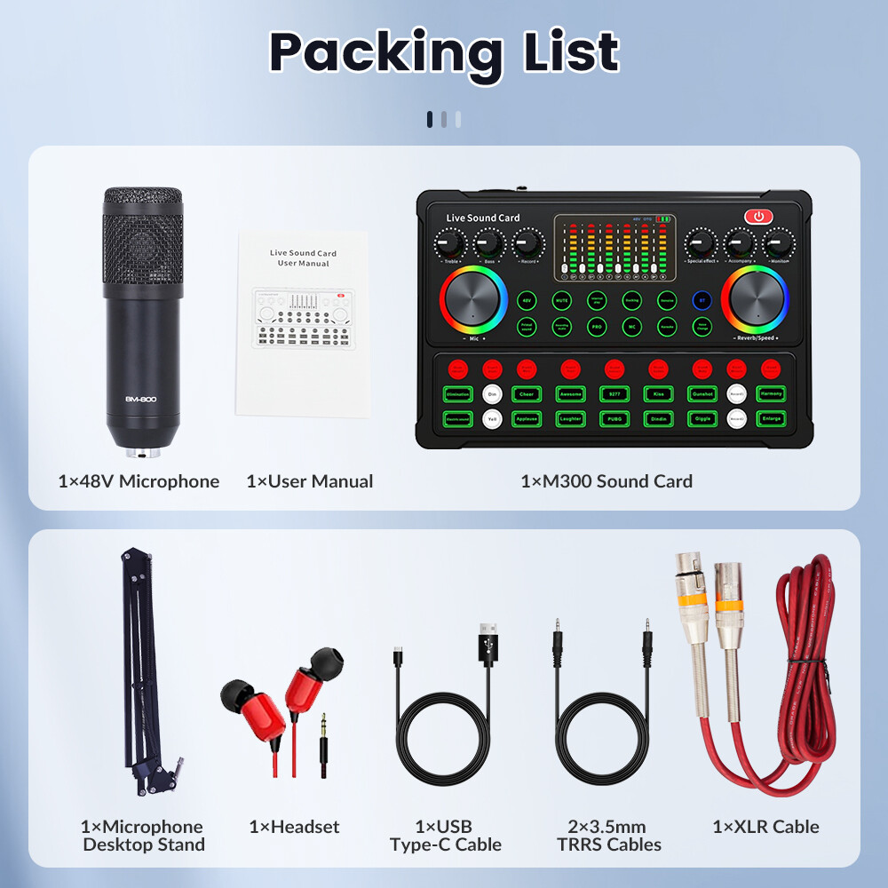 48V Condenser Microphone Set Complete Home Studio Recording Kit Mixer Condenser