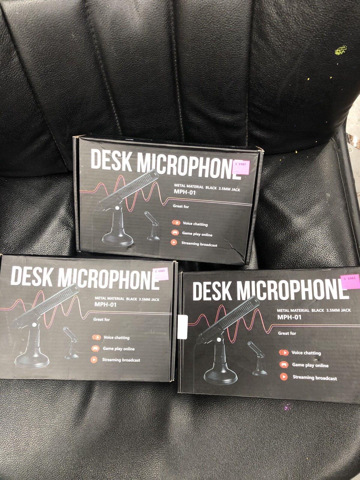 (3) Desk Microphone MPH-01 for Steaming Broadcasts Gaming – 3.5mm Jack Black S12