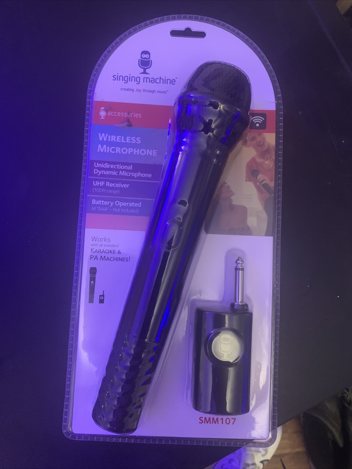 Singing Machine Unidirectional Dynamic Wireless Microphone Black | BRAND NEW